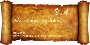 Vázsonyi Aranka névjegykártya