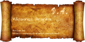 Vázsonyi Aranka névjegykártya
