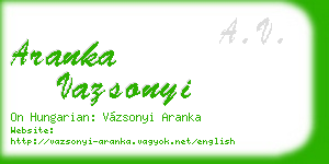 aranka vazsonyi business card