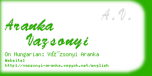 aranka vazsonyi business card